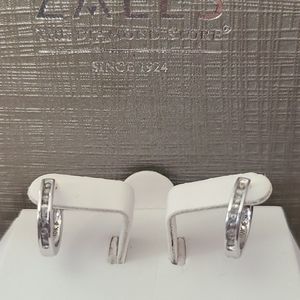 10k white gold diamond huggie hoops